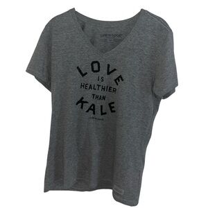 life is good “Love is better than kale” gray women’s T-shirt m medium med